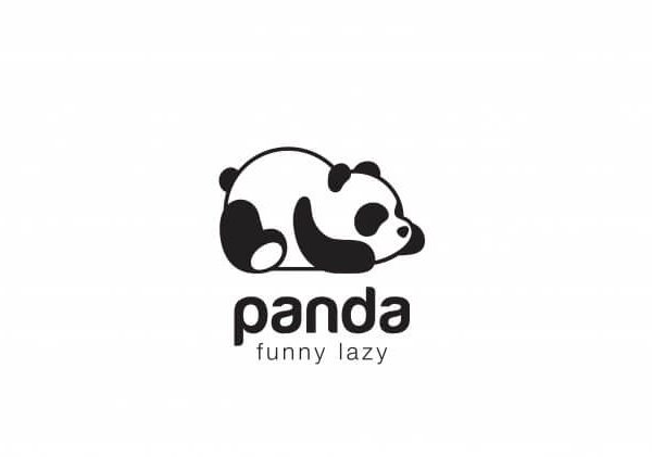 panda bear silhouette logo design template funny lazy animal logotype concept icon 126523 622
